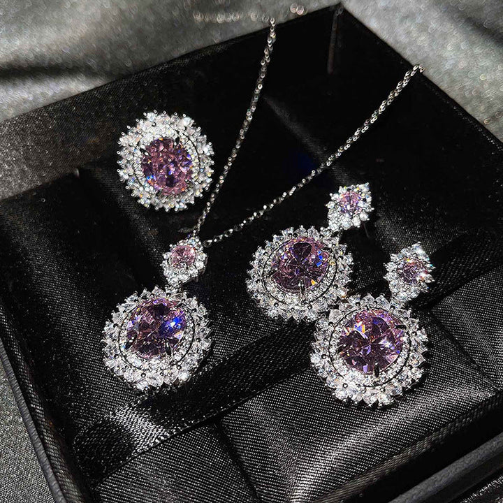 Silver Red Jewelry Set
