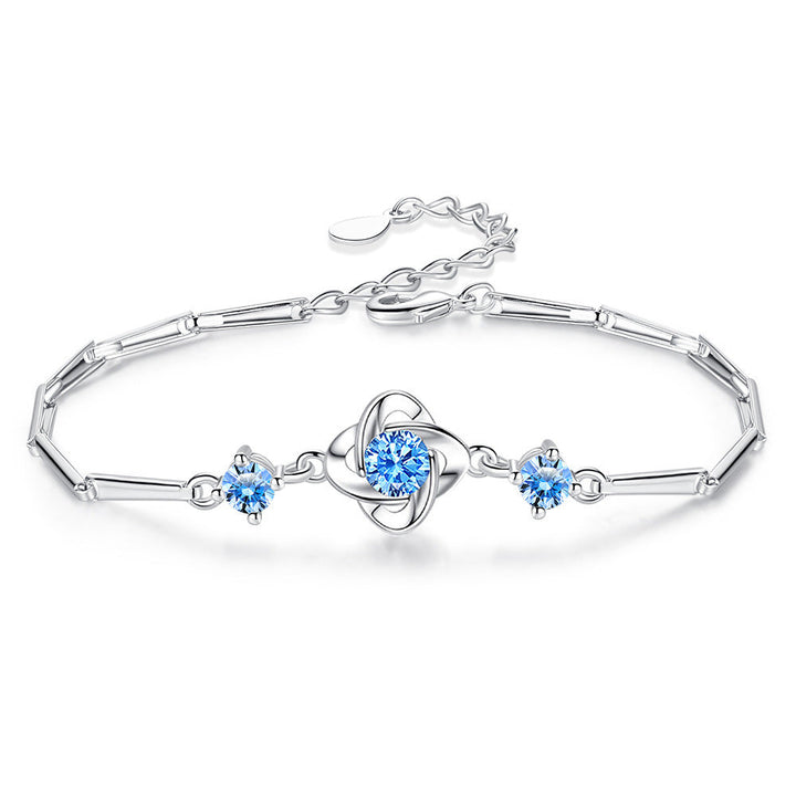 Clover Loop Silver Jewelry Set Blue