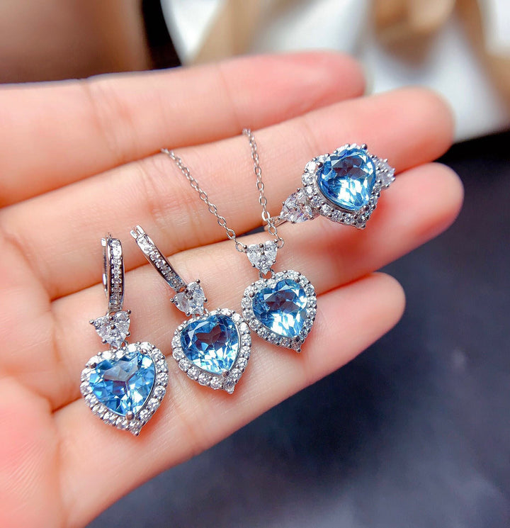 Silver Blue Jewelry Set