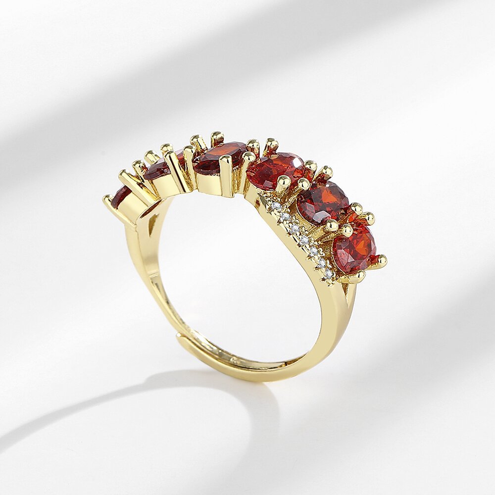 Vintage Gold Red Zirconia Ring