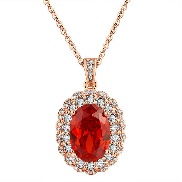Rose Gold Red Jewelry Set