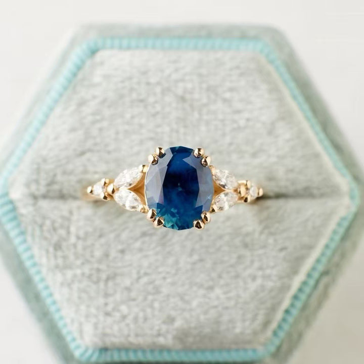 Blue Exotic Crystal Gold Ring
