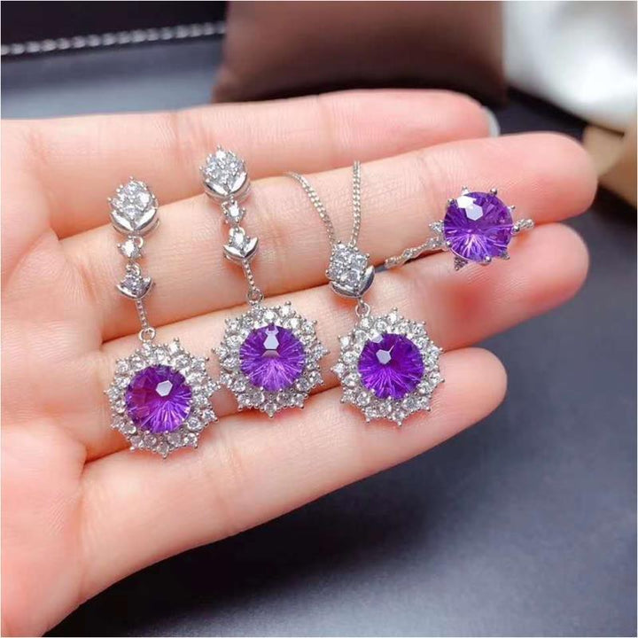 Silver Purple Jewelry Set