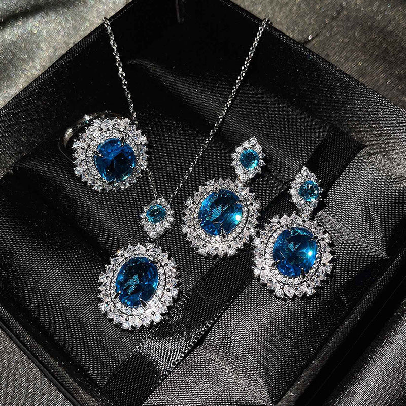 Silver Red Jewelry Set