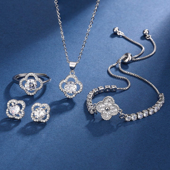 Aria Clover Charm Set Silver