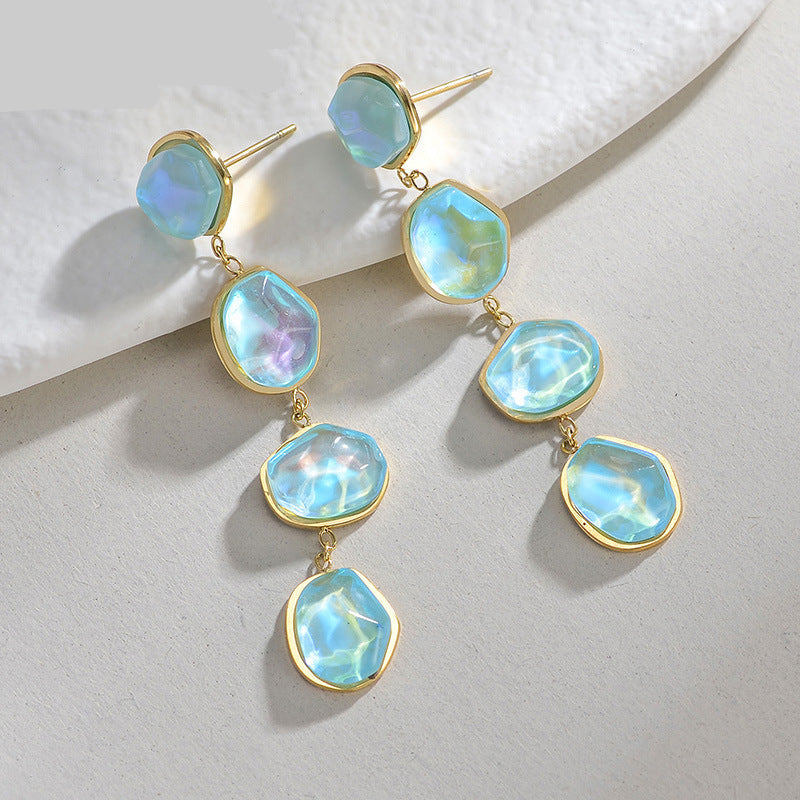 Dangling Blue Opal Earrings