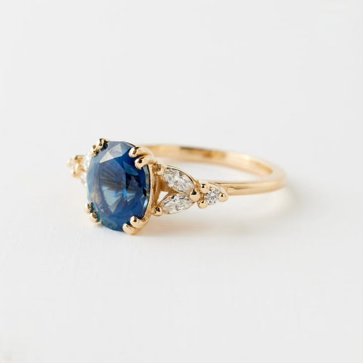Blue Exotic Crystal Gold Ring