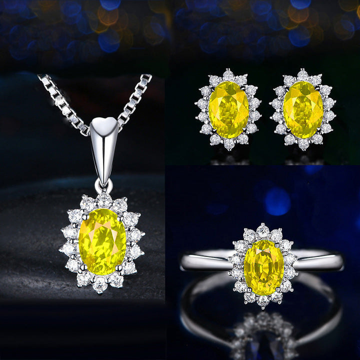 Silver Yellow Jewelry Set