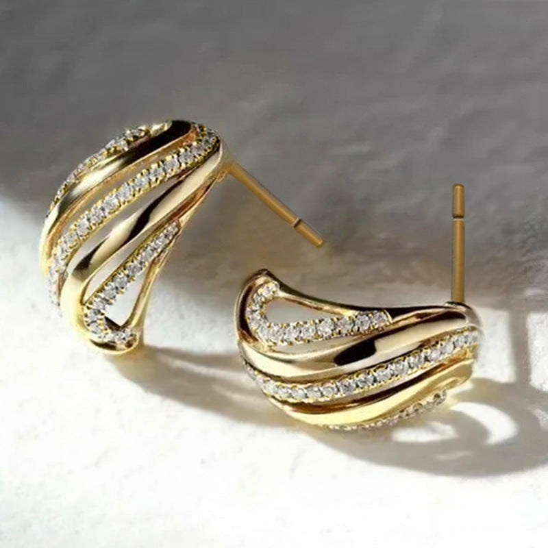 Elegant Bright Gold Irregular Earrings