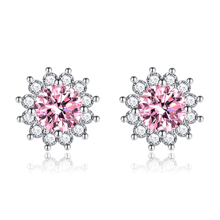 Sunlit Muse Earrings Pink Silver