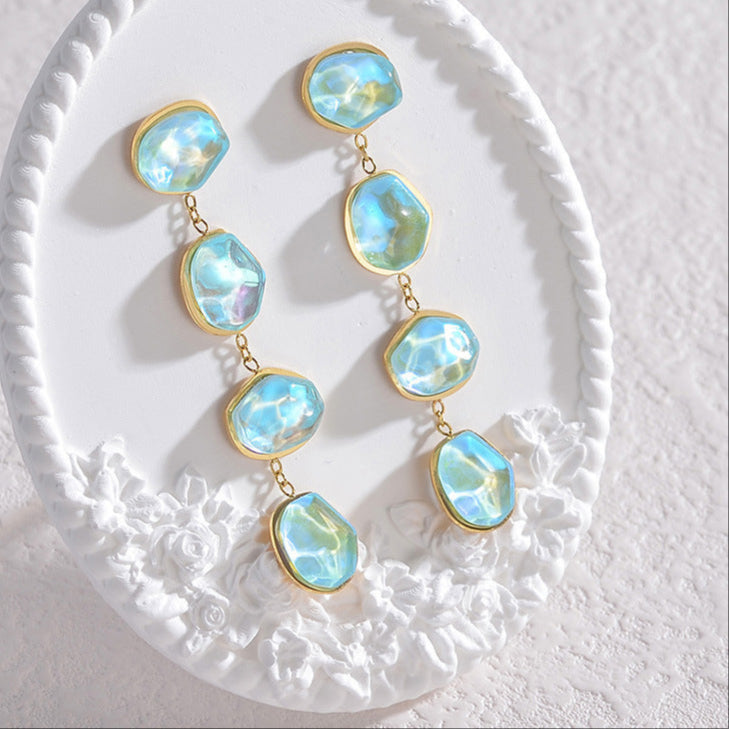 Dangling Blue Opal Earrings