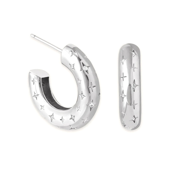 Cosmic Hoop Earrings Silver