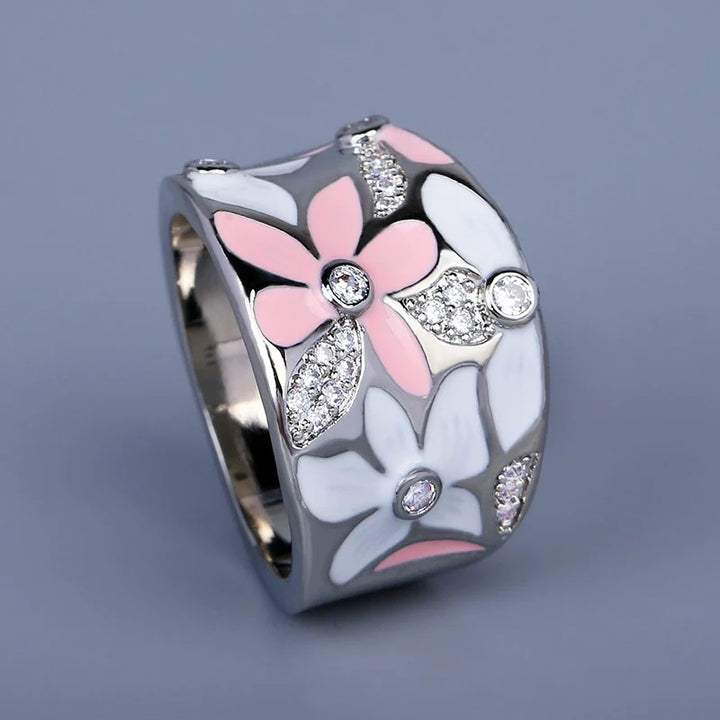 Vintage Flower Zirconia Ring