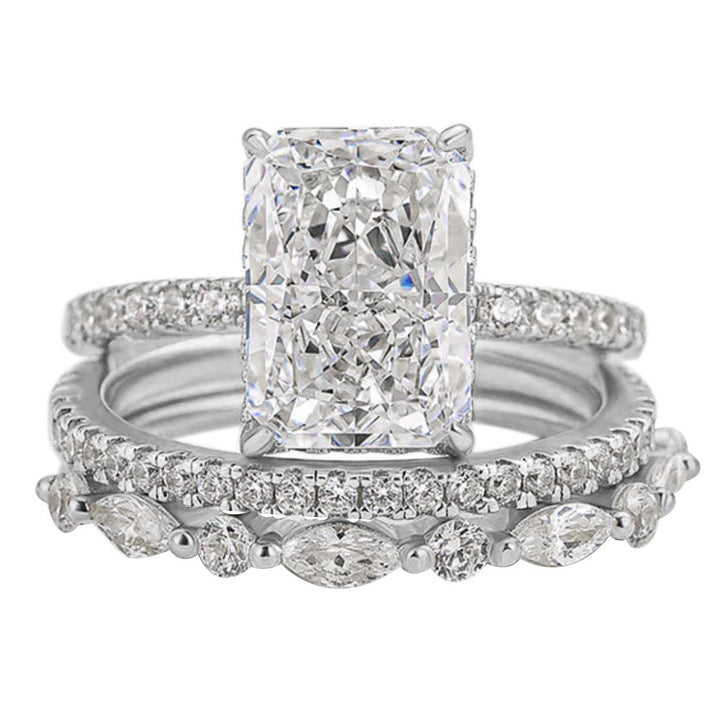 Jaily 3PC Wedding Ring Set Silver