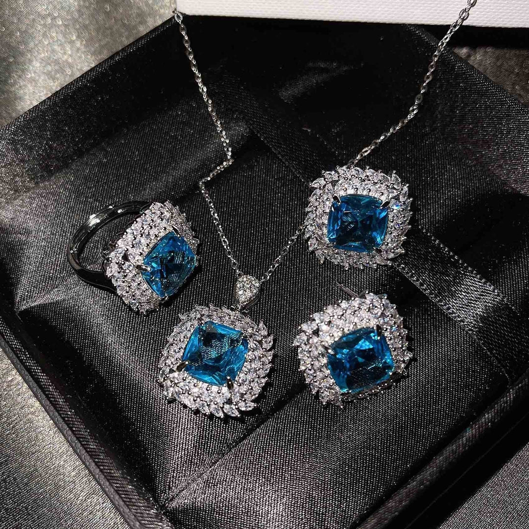 Silver Pink Jewelry Set