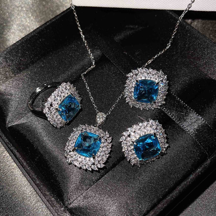 Silver Blue Jewelry Set