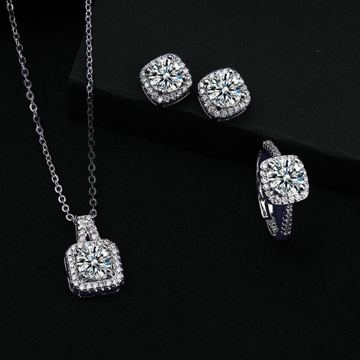 Crystal Silver Jewelry Set