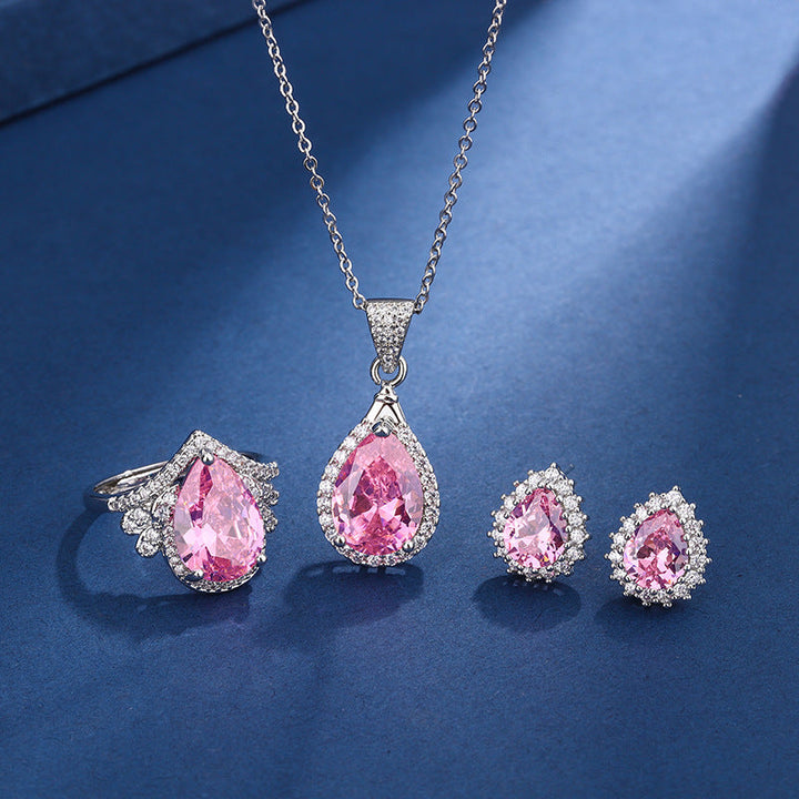 Silver Pink Jewelry Set
