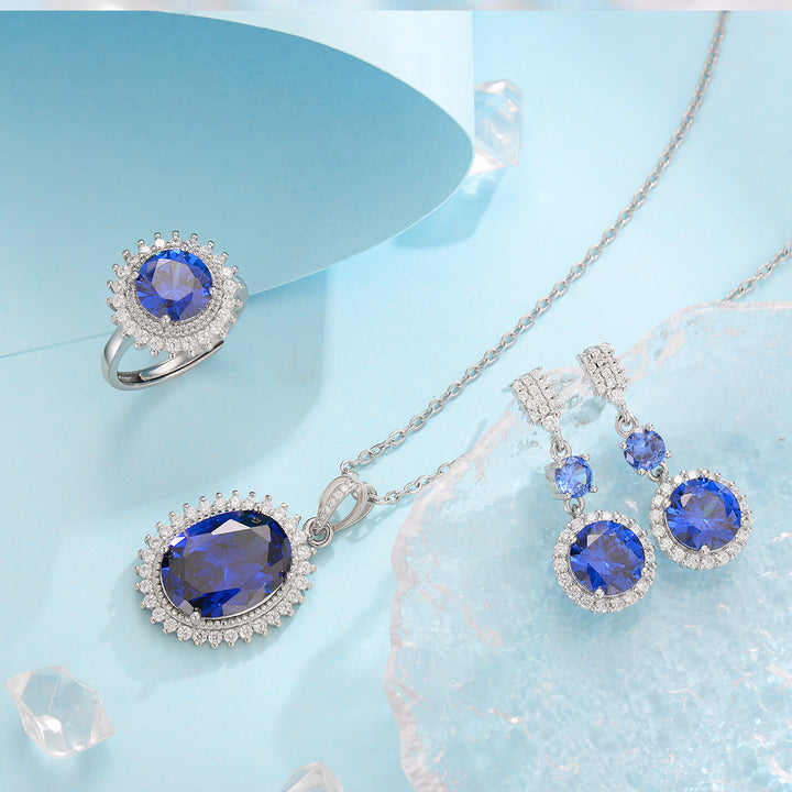 Silver Blue Jewelry Set