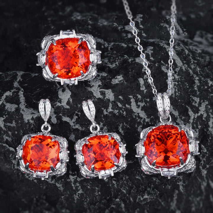 Silver Orange Jewelry Set