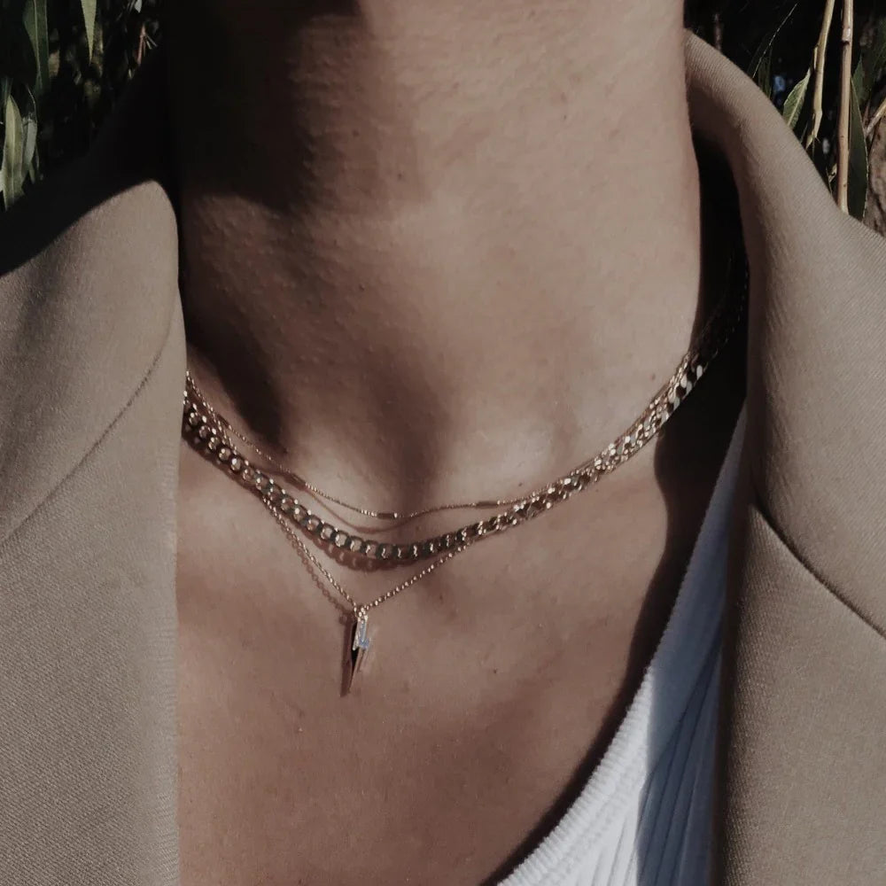 Flat Link Curb Chain Necklace Silver