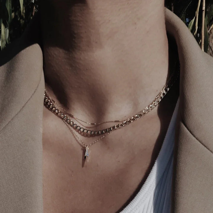 Flat Link Curb Chain Necklace Silver