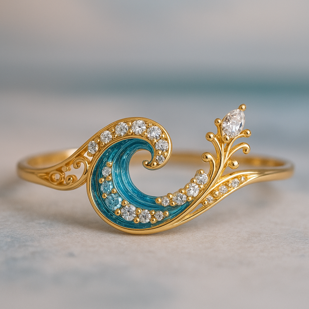 Ocean Bright Crystal Wave Ring 0