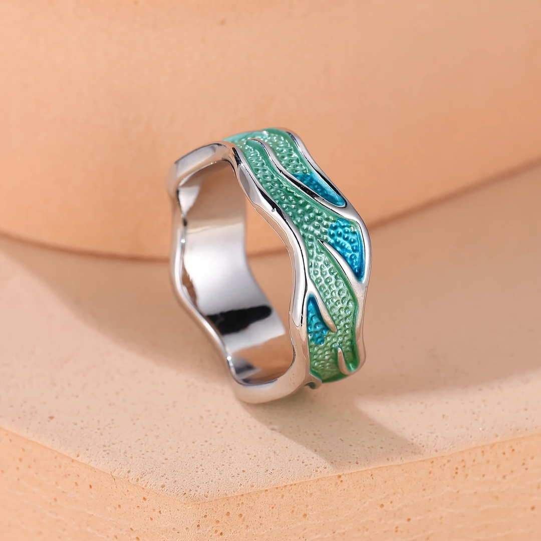 Ocean Wave Enamel Ring - Timeless Elegance for Everyday Wear 0
