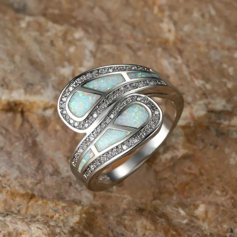 Opal Silvered Open Ring - Timeless Elegance 0