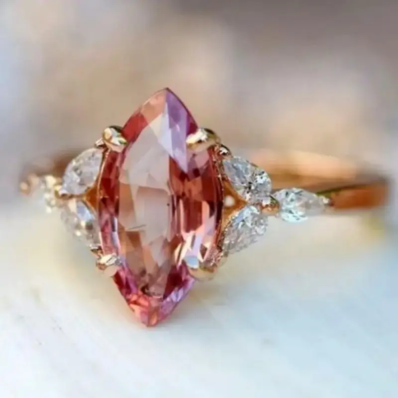 Oval Orange Zirconia Gold Ring 0