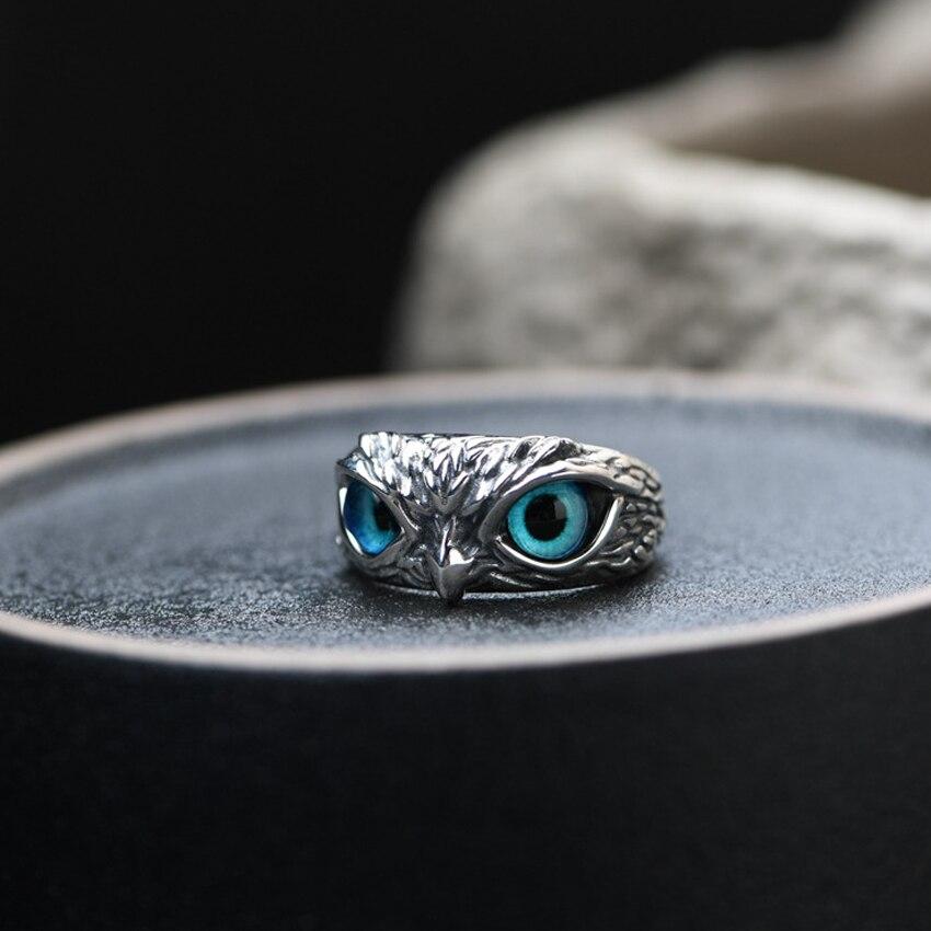 Owl of Good Luck Adjustable Silver and Opal Ring - Handmade Unique Design 3