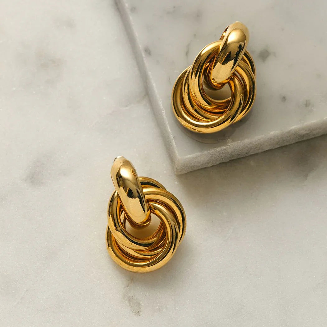Statement Interlocking Earrings Silver