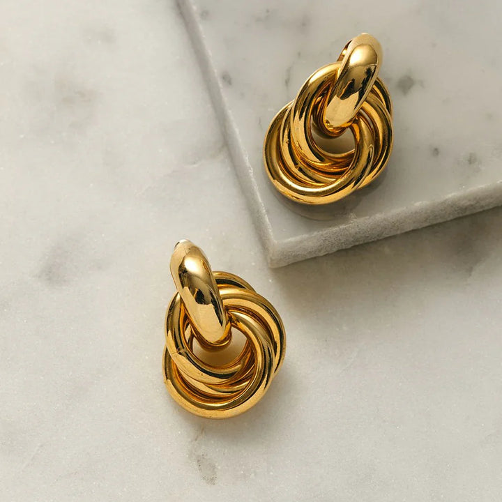 Statement Interlocking Earrings Silver