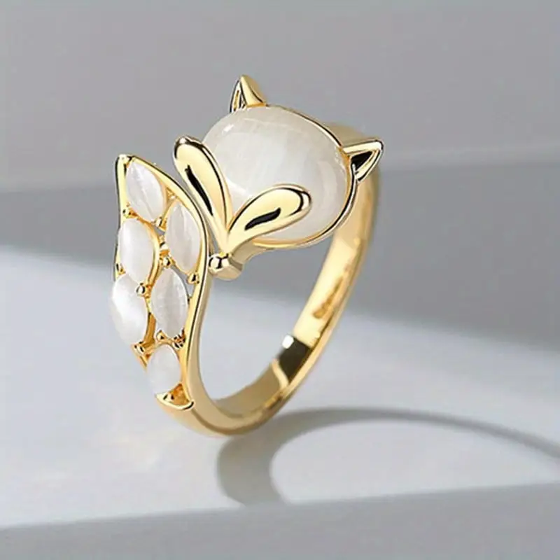 Pearl Kitty Gold Ring 0