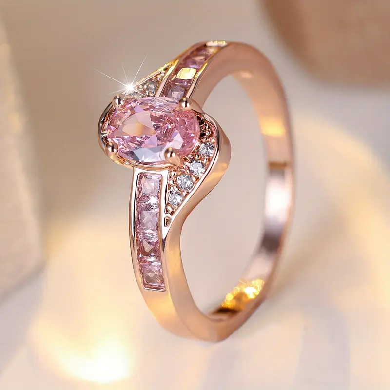 Pink Crystal Gold Ring - A Timeless Symbol of Strength 0
