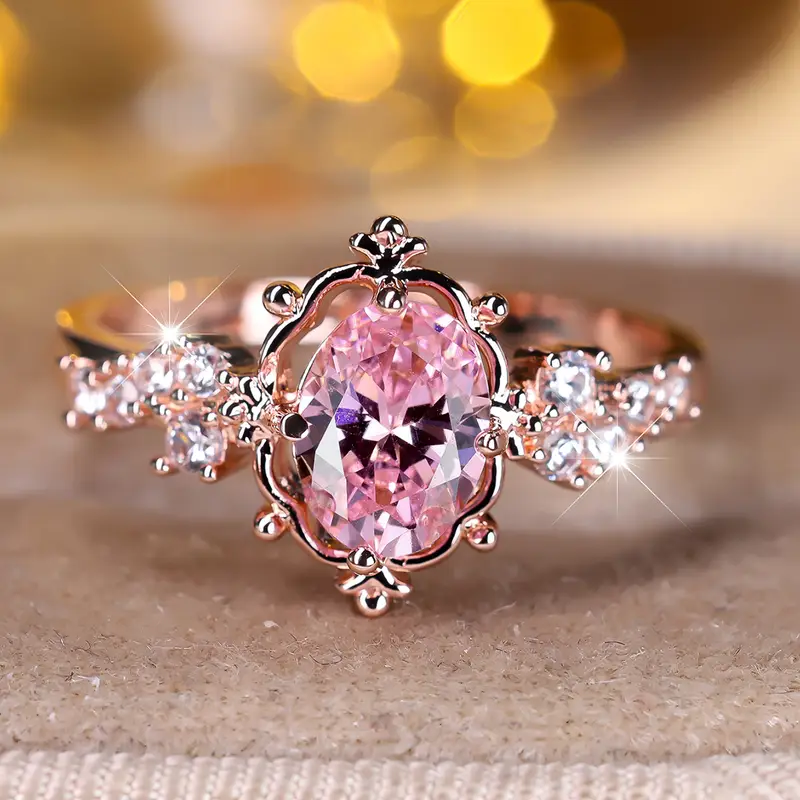 Pink Crystal Rose Ring - A Timeless Symbol of Strength 0
