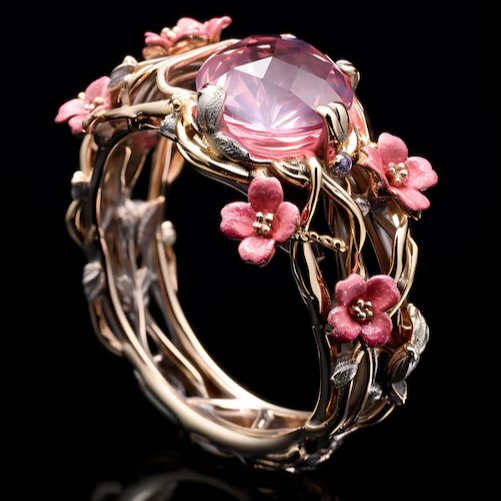Pink Exotic Crystal Nature Ring 0