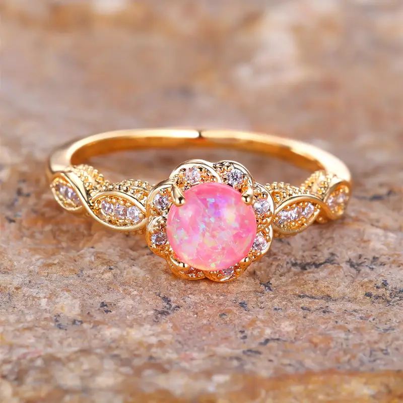 Pink Opal Gold Ring - Timeless Elegance for Every Occasion 0