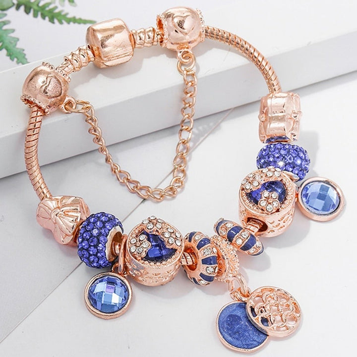 Pink Silver and Blue Crystal Bracelet - Elegant and Meaningful 0