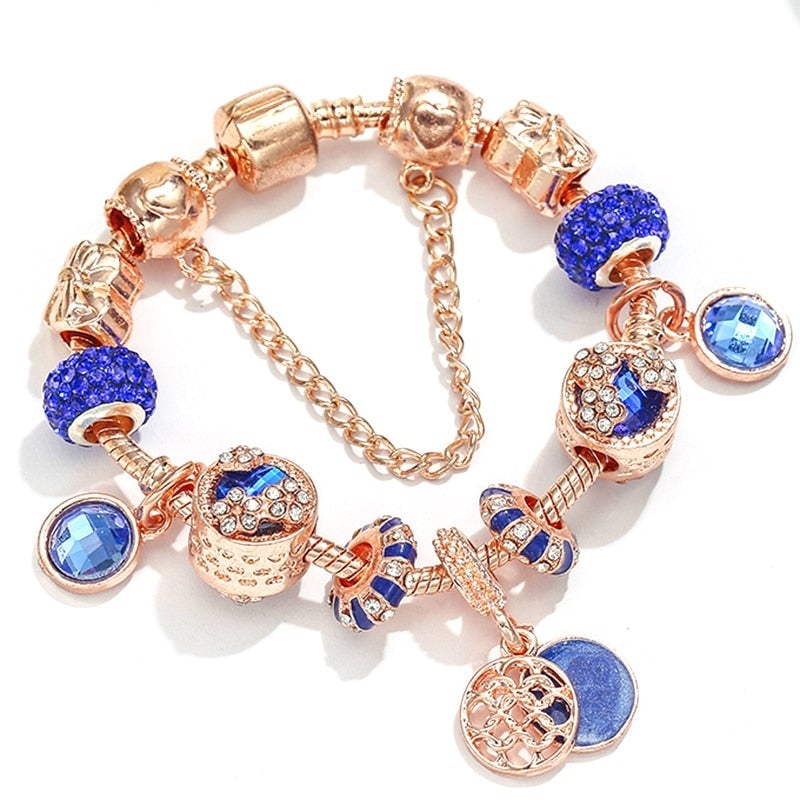 Pink Silver and Blue Crystal Bracelet - Elegant and Meaningful 1