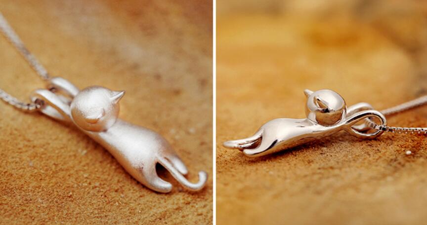 Playful Kitty Necklace in 925 Sterling Silver 2