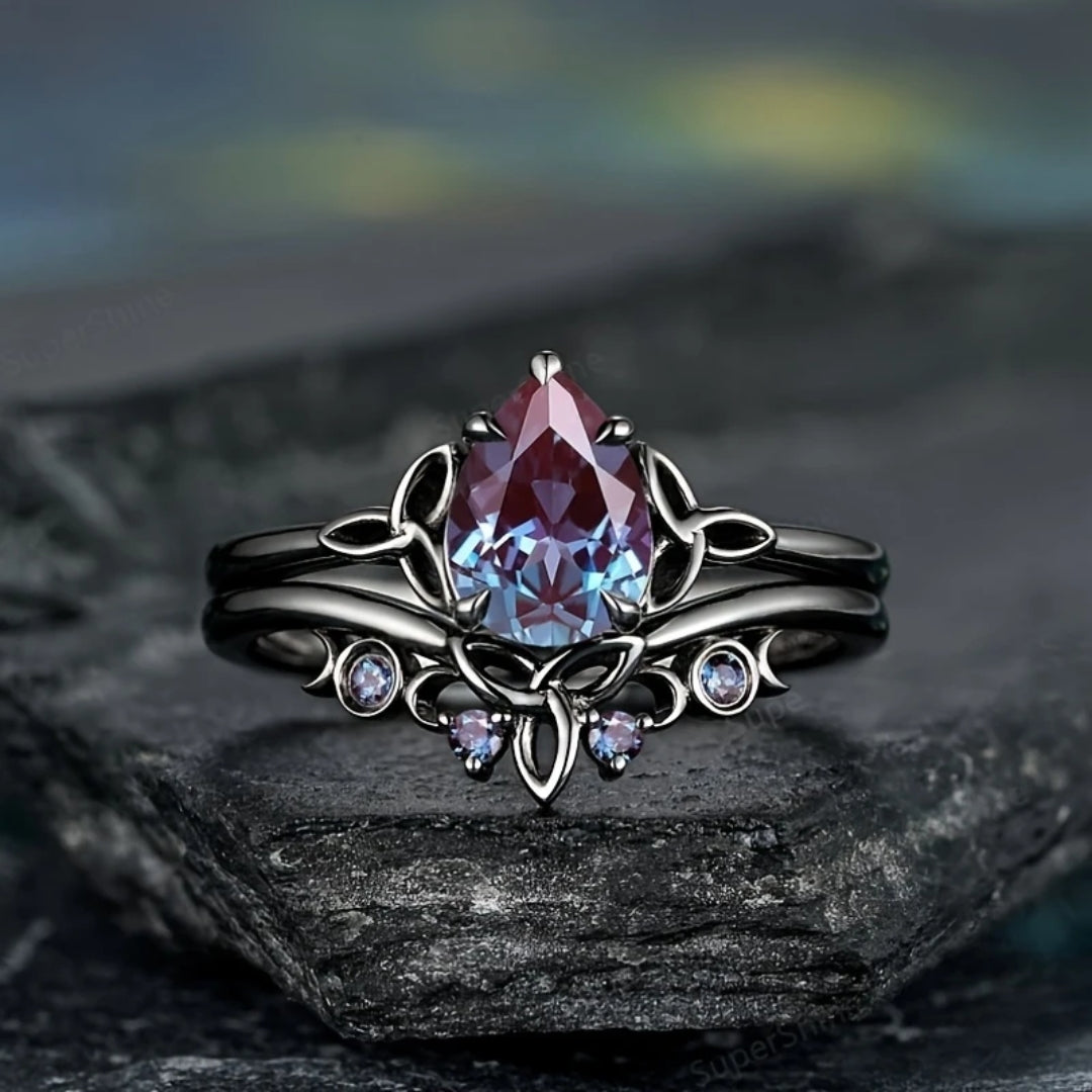 Purple Stone Layered Ring - Handmade High-Quality Jewelry for Elegant Stacking and Standalone Wear 0