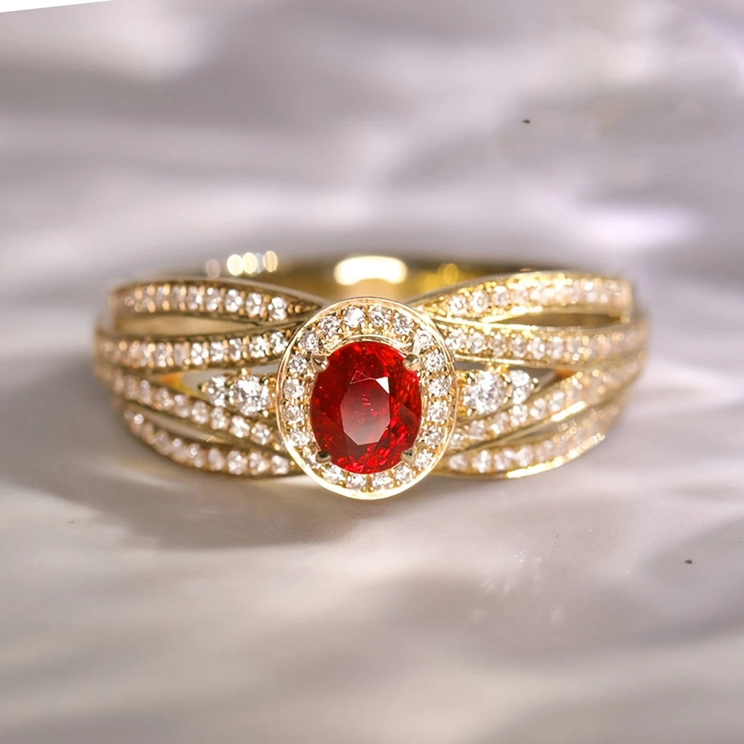Red Bright Layered Gold Ring 0