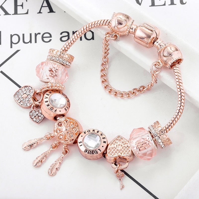 Rose Dreamcatcher Bracelet with Charms in Sterling Silver 0