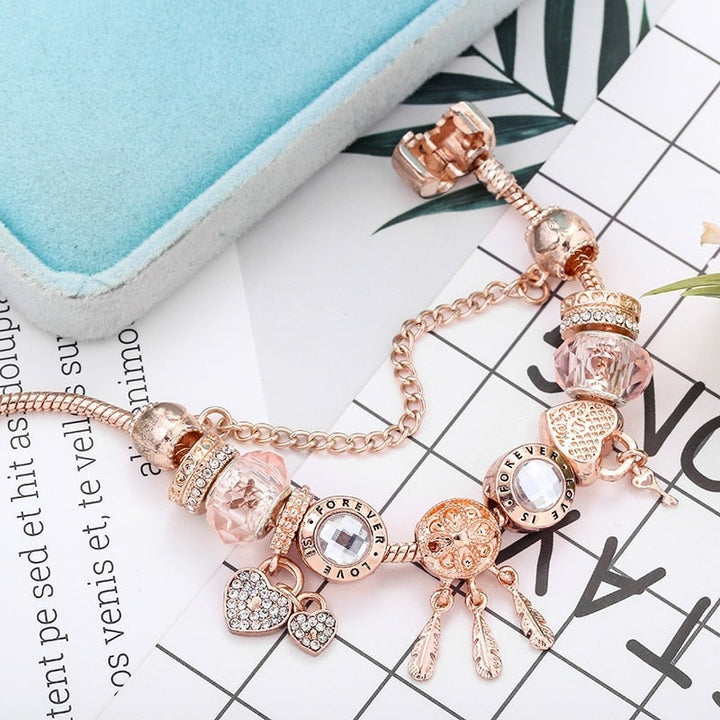 Rose Dreamcatcher Bracelet with Charms in Sterling Silver 2