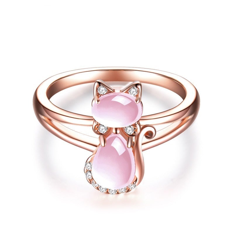 Rose Gold Cat Ring Jewelry - Elegant Ring with Cat Motif for Strength and Style 1