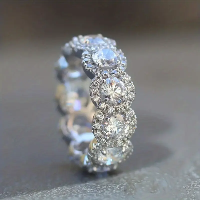 Rounded Sparkling Silver Ring 0