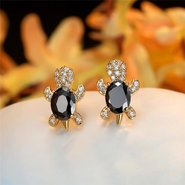 Sea Turtle Earrings in Zirconium and Silver 3