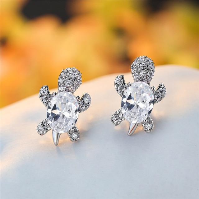 Sea Turtle Earrings in Zirconium and Silver 5