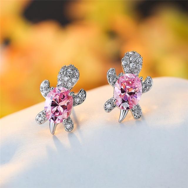 Sea Turtle Earrings in Zirconium and Silver 6